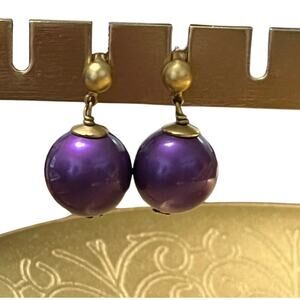 Chanel Purple and Gold Drop Earrings EUC